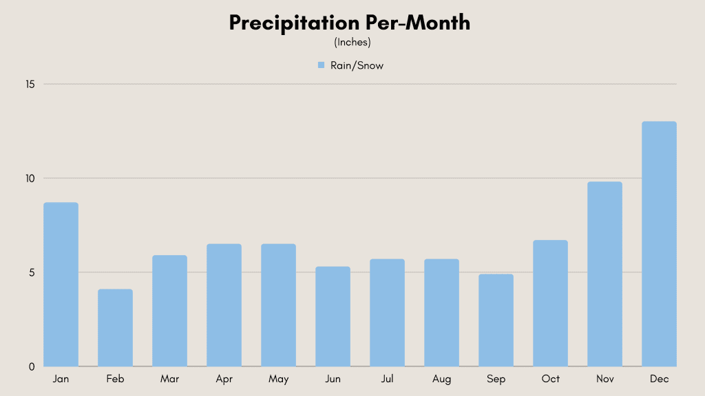 Singapore weather chart showing monthly precipitation