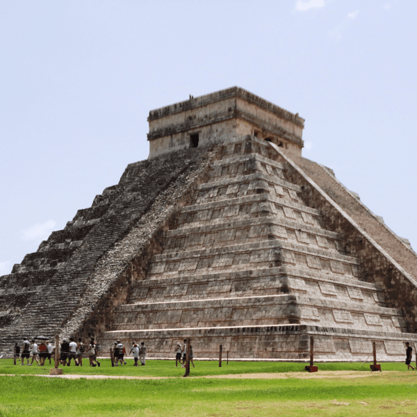 Mexico ancient pyramid with people around