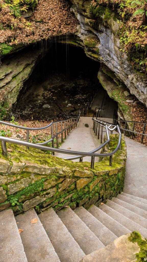 entrance with stairs to mammoth cave national park