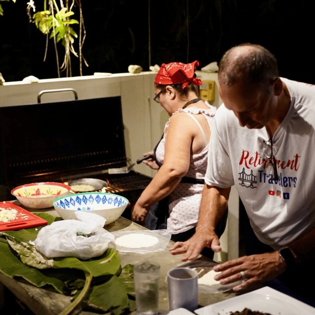 Woman and Man cooking in Costa Rica
