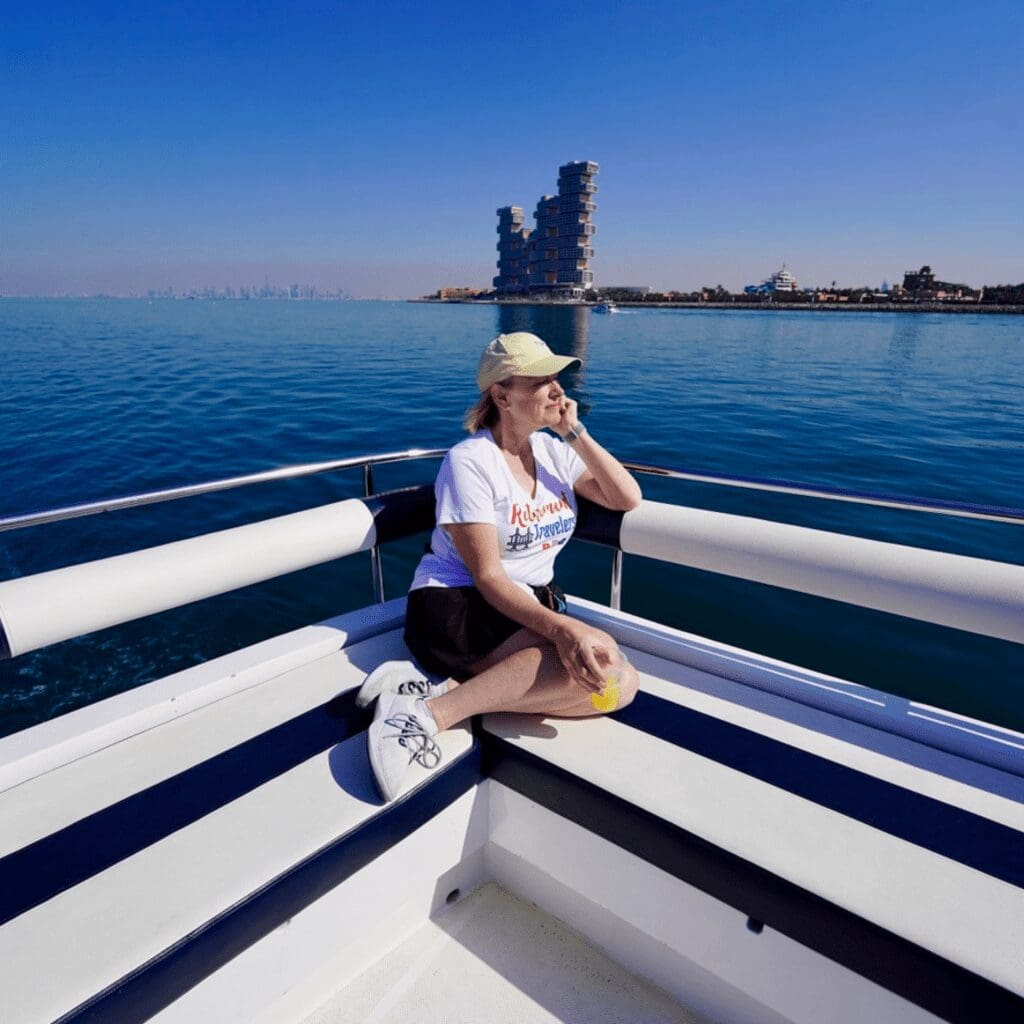 Bev on boat in Dubai