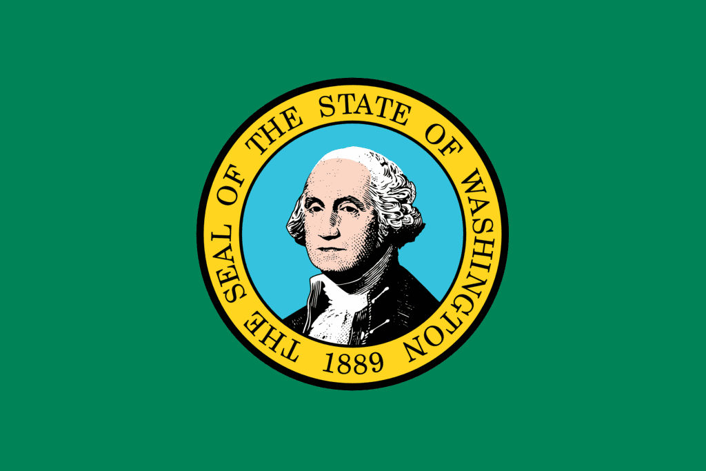 Green flag with George Washington center emblem
