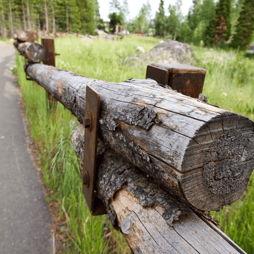 Log rail fence along a path in Grand Teton National Park