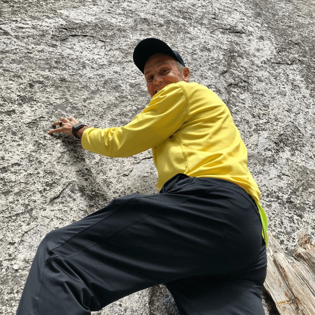 John pretending to climb El Capitan