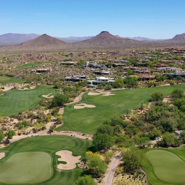 drone shot of troon north golf club in Arizona travel