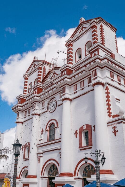 white church with red trim