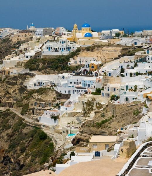 white houses and cliffs of santorini greece