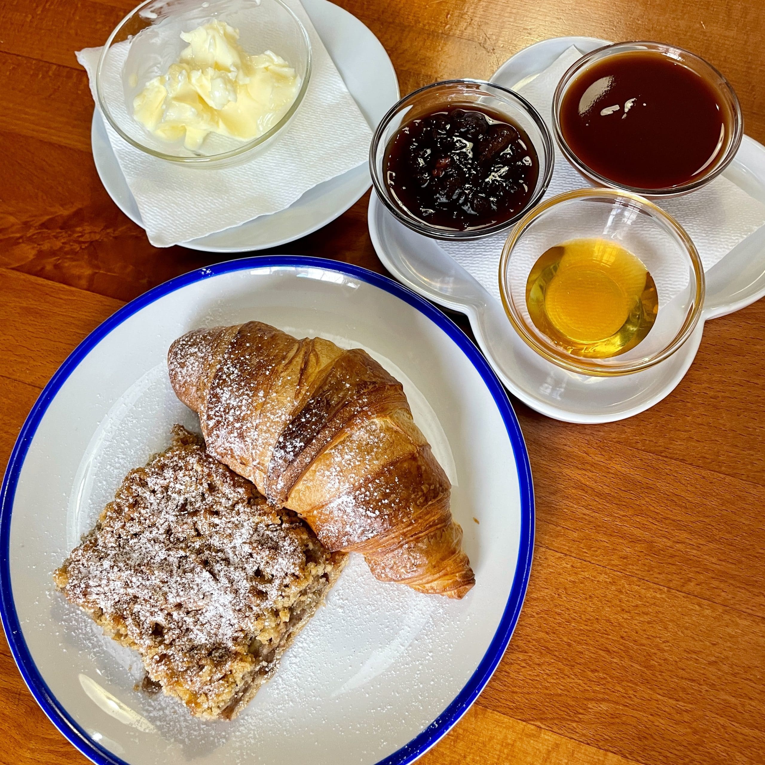 pastry with jams and honey
