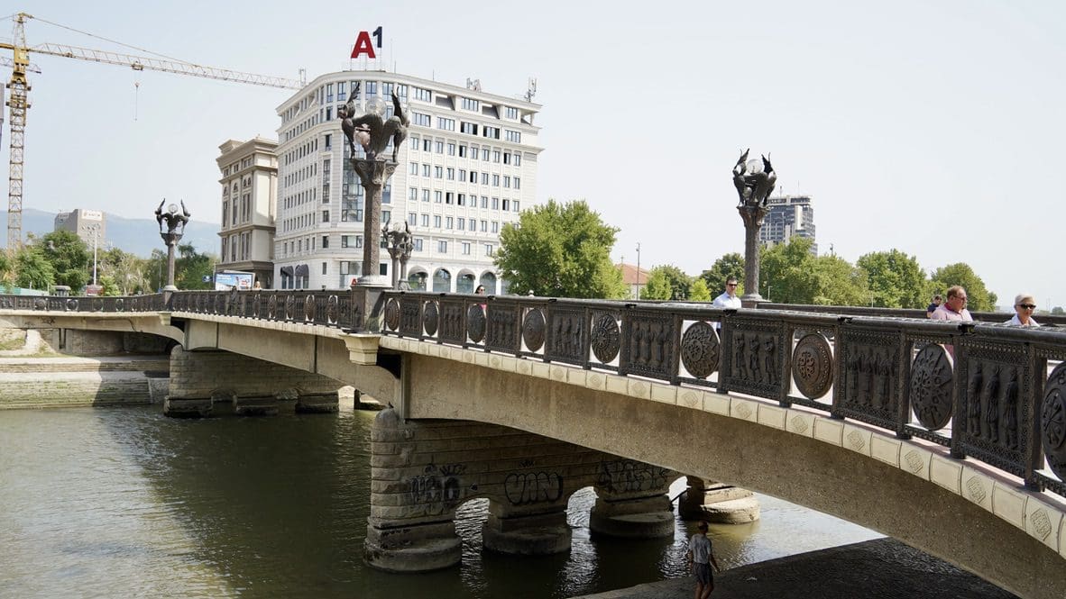 bridge with bronze sides and angel statues