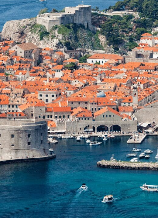 Old walled city beside water