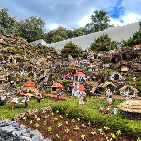 Model village display at Christmas market in Funchal Madeira Portugal