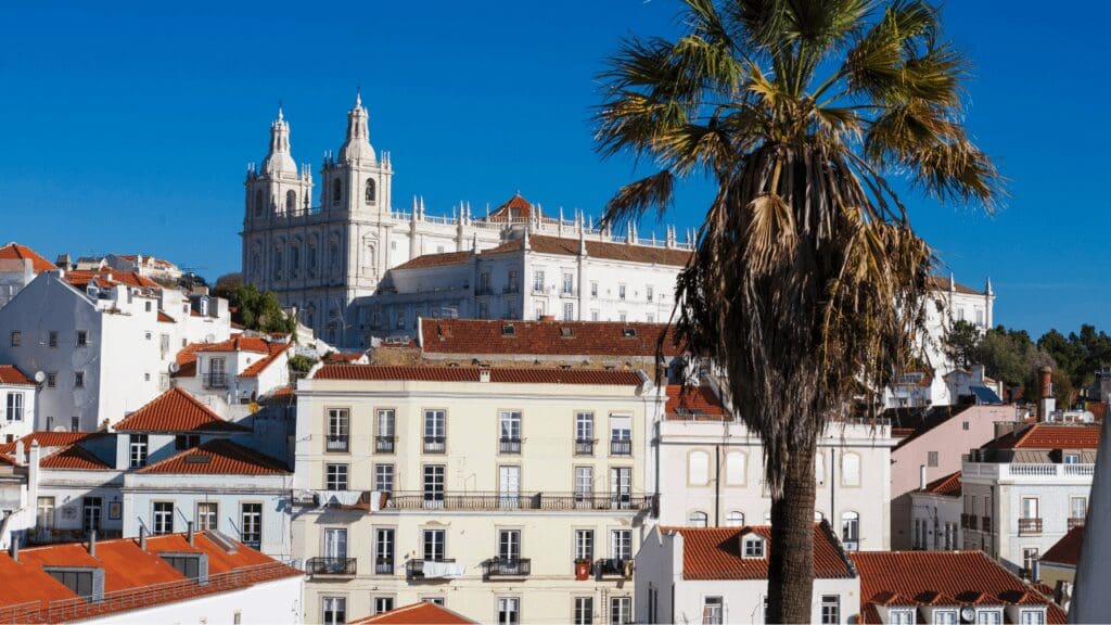 View of Alfama nieghborhood in Lisbon Portugal