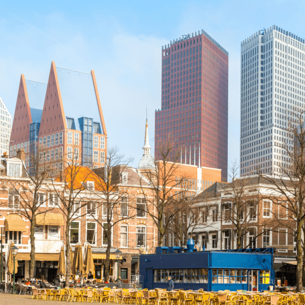 Modern buildings and skyline view of The Hague in the Netherlands
