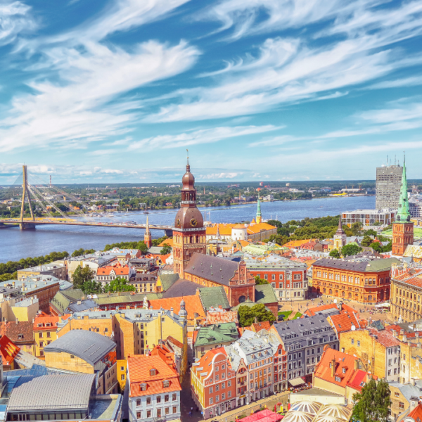 buildings and bridges in Riga Latvia