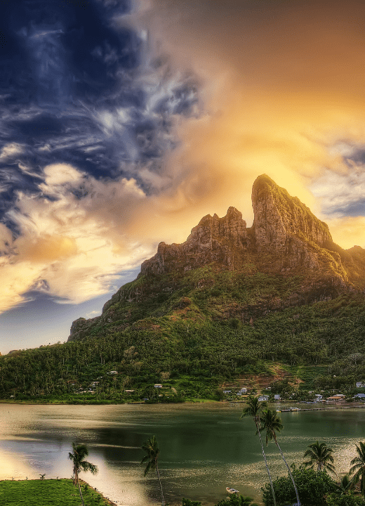 jagged mountains on a tropical island