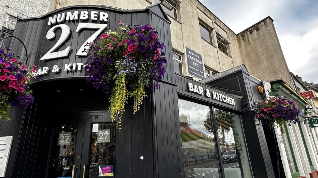 exterior view of Number 27 Bar & Kitchen Restaurant in Inverness, Scotland