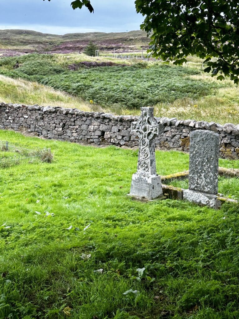 View of an old cemetery on the Isle of Skye in Scotland
