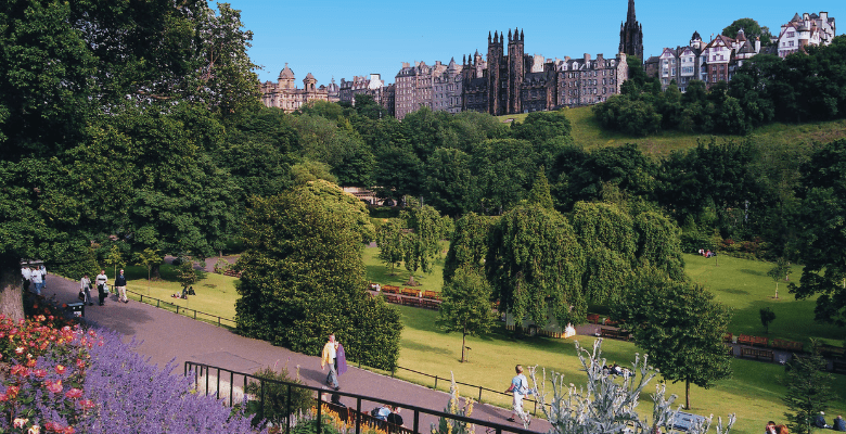 large park and garden area in Edinburgh Scotland