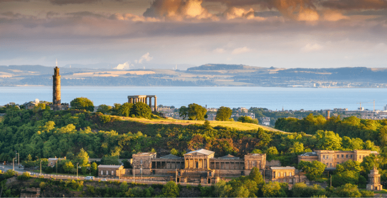 View from Calton Hill near Edinburgh Scotland