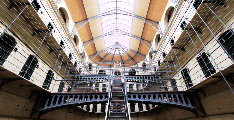 Inside view of a large open space in a former prison in Dublin