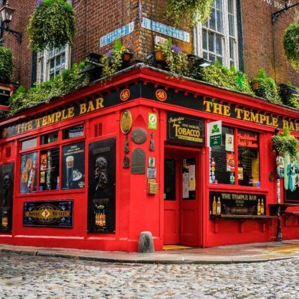 a bar called Temple Bar in Dublin which has red walls on the street level.