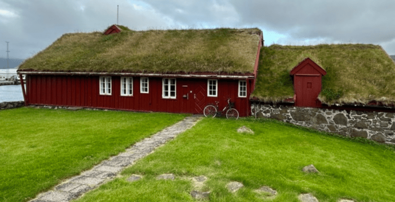 house with grass turf roof in the Faroe Islands