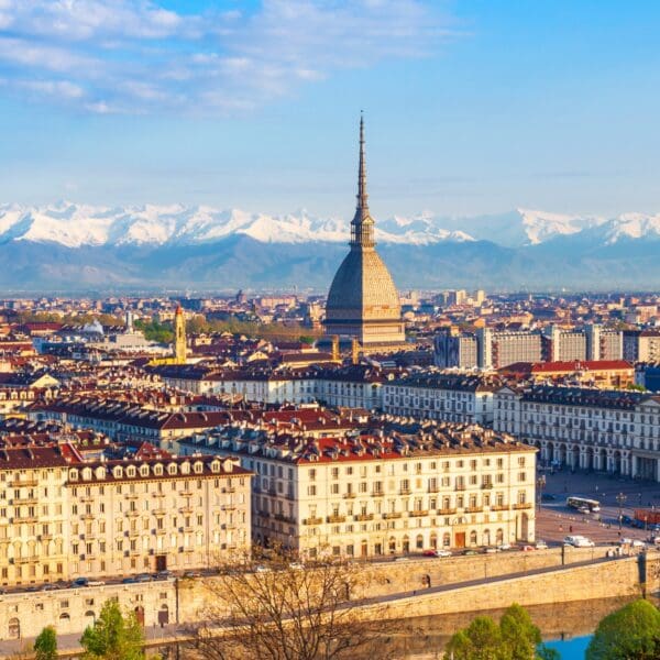 a cityscape of the city of Turin, Italy from above