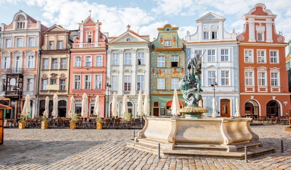 colorful buildings in Krakow Poland