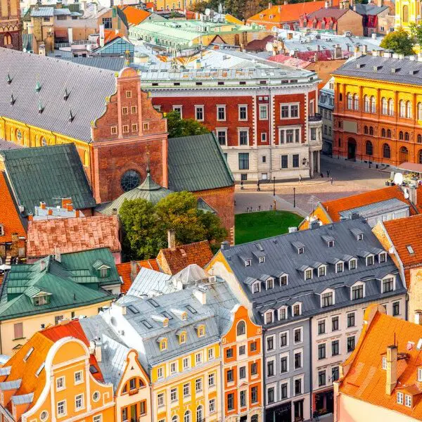 colorful buildings of riga latvia