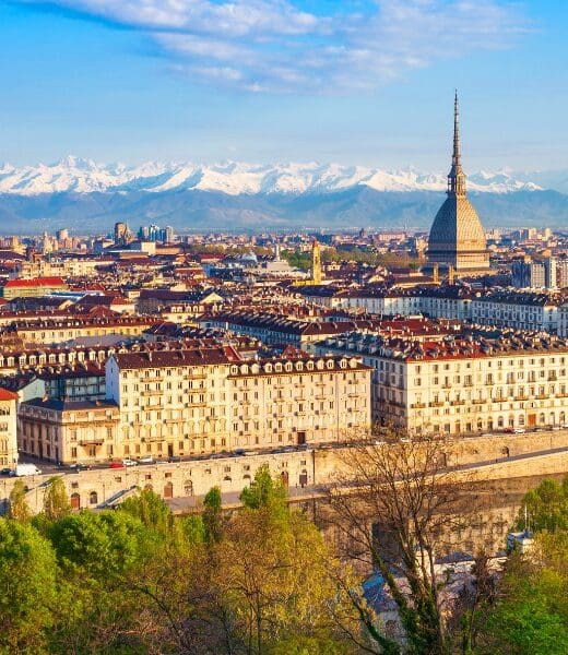 aerial view of buildings in Turin Italy