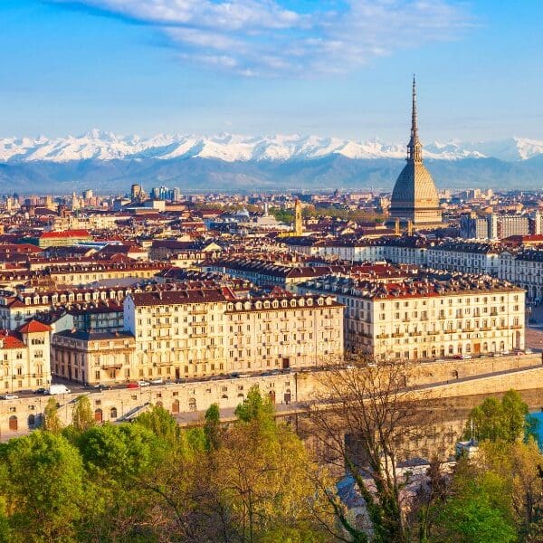 aerial view of buildings in Turin Italy