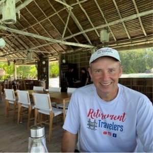 john in dining area of raja ampat resort