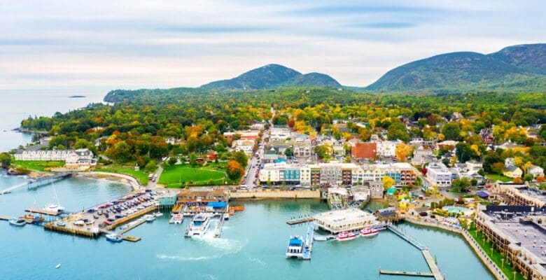 Bar Harbor Maine aerial view