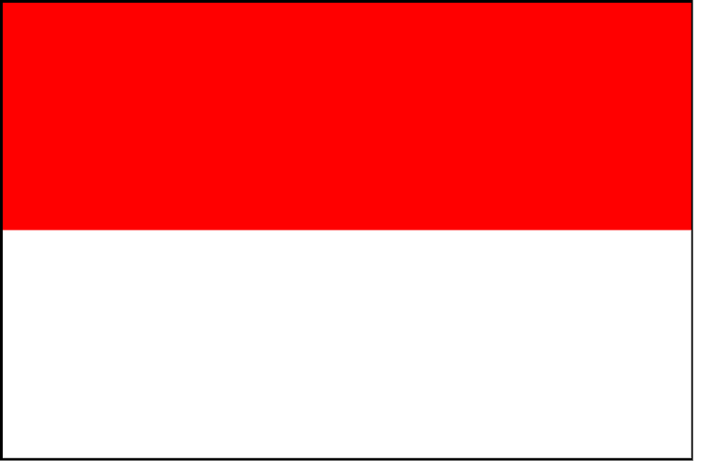 A two color flag, red and white with two horizontal stripes.