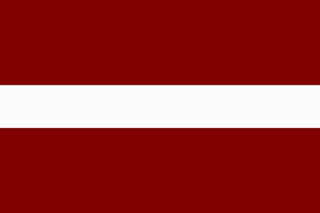 Latvia Flag with a burgundy red flag with a white stripe in the middle.