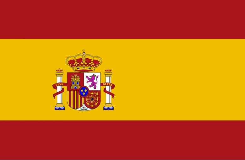 Spain Flag which is yellow and red with an emblem in the yellow.