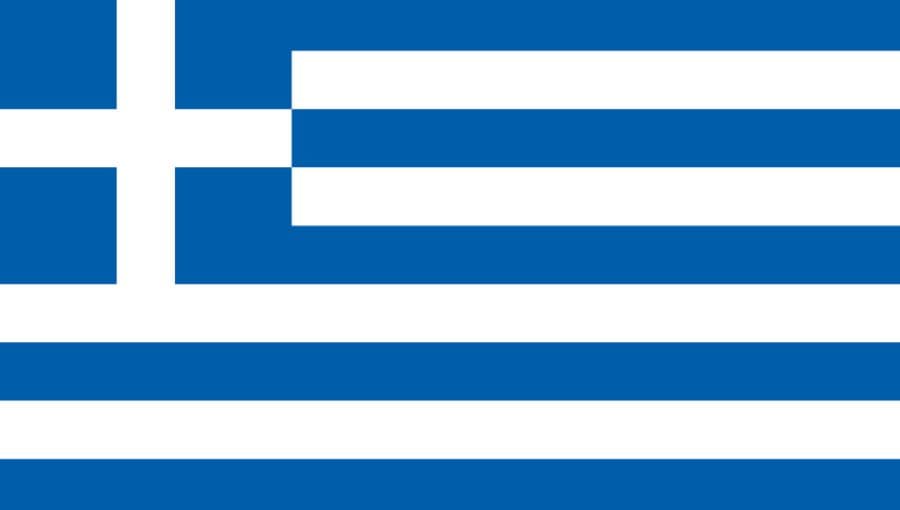 a blue and white flag with horizontal stripes and a cross in the upper left corner