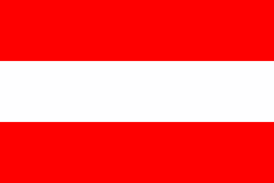 Flag with red stripe at top and bottom with a white horizontal stripe through the middle.