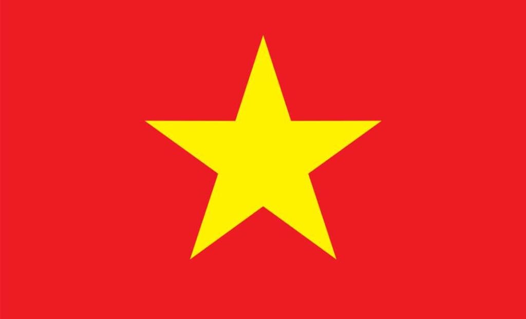 a red flag with yellow star
