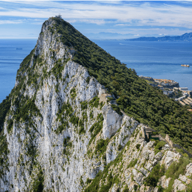 View of the famous Rock of Gibraltar in the Britich Overseas territory