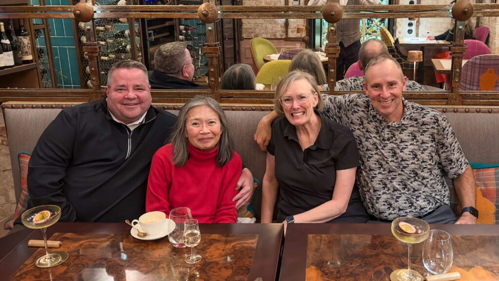 4 people sitting at a restaurant in Krakow Poland