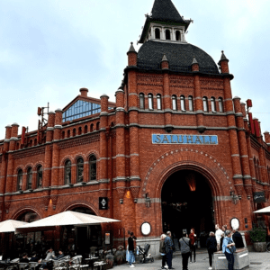 Large brick market building in Stockholm