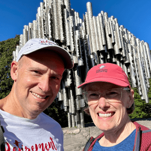 The Retirement Travelers in front of the Sibelius Monument in Helsinki