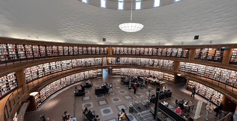 View of a large circular library