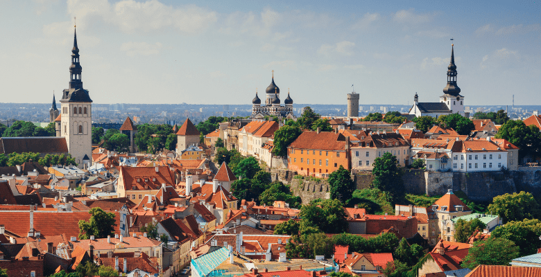 Old town and surrounding buildings of Tallinn Estonia