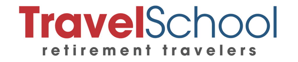 A logo for Retirement Travelers Travel School