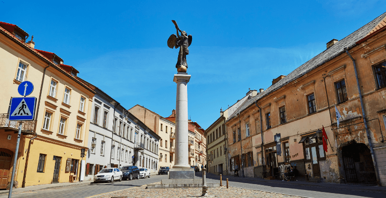 Statue in a central square of the Uzupis district of Vilnius