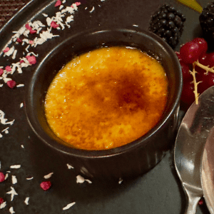 creme brulee on a plate