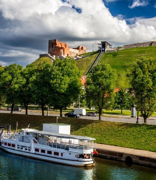 fortress on grassy hill in vilnius