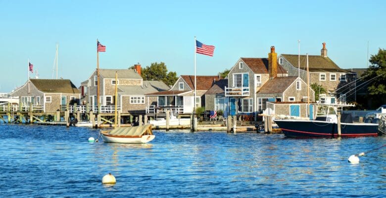 cottages along shoreline in Nantucket